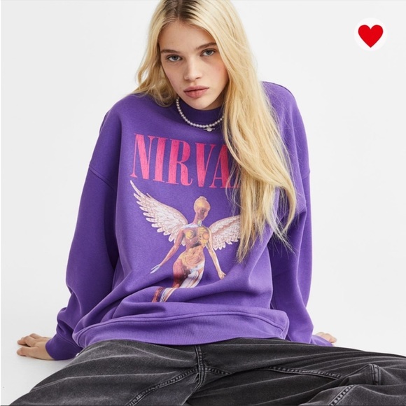Hu0026M | Tops | Hm Nirvana Sweatshirt Purple | Poshmark
